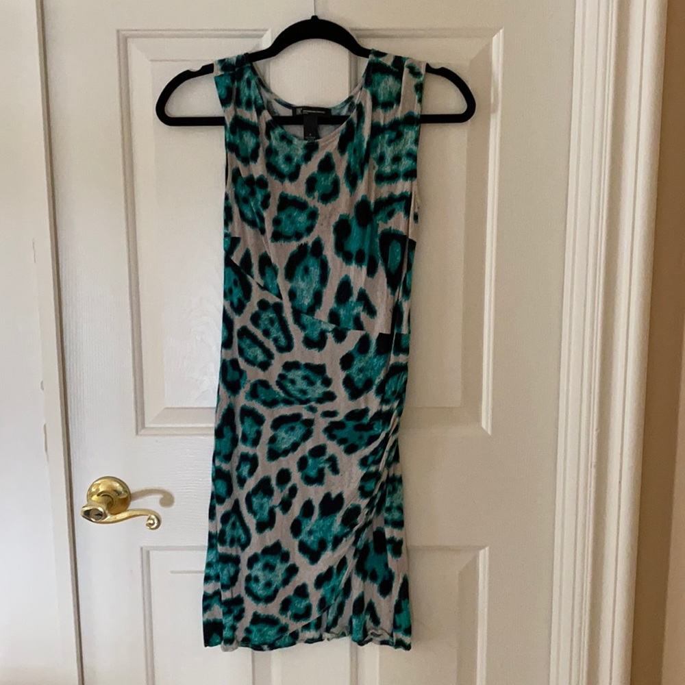 INC sleeveless Animal Print wrap style dress ss P
